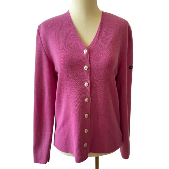 SAINT JAMES CARDIGAN SWEATER PURE SOFT WOOL RIB KNIT CLASSIC PREPPY OFFICE M - Picture 1 of 11